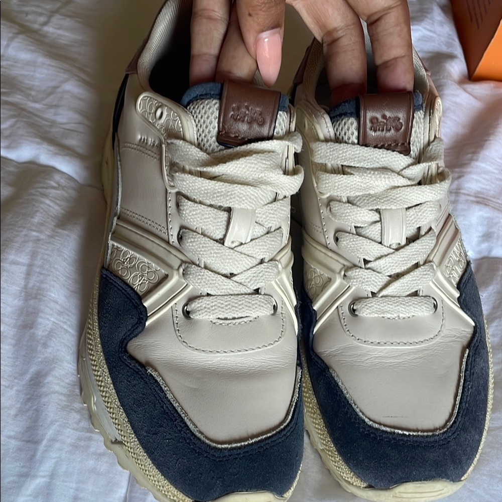 Coach Beige and Navy Sneakers